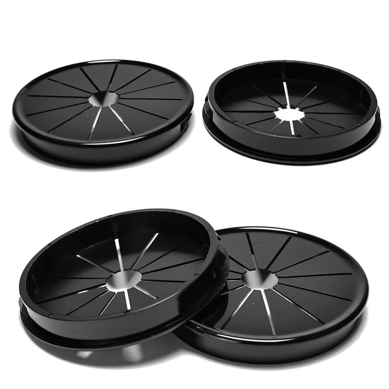 BOPOREAE 4 Pcs Cable Grommet, Snap Bushing 3-1/8" (80 mm) Mounting Diameter, Flexible Petal-Shaped Buckle Round Nylon Desk Grommet for Wires Through Countertop Cord Organizer and Protection, Black - Image 1